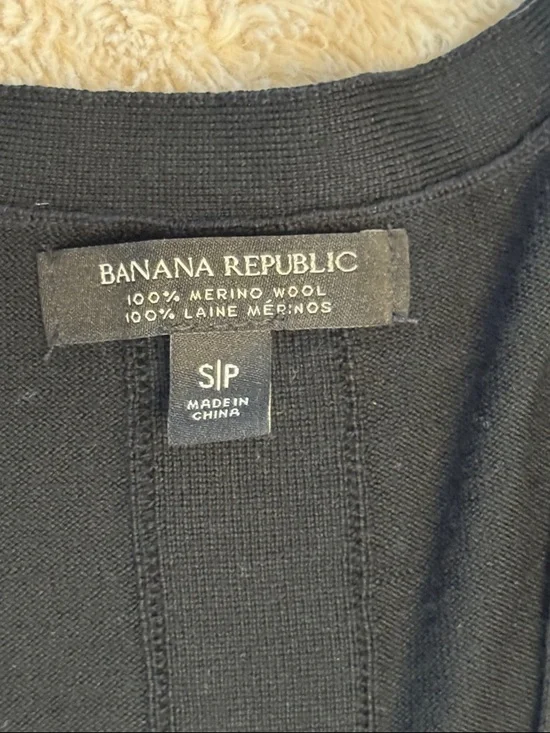 Banana Republic 100% Merino Wool Black Longline V-Neck Oversized Cardigan sz S - Picture 2 of 8